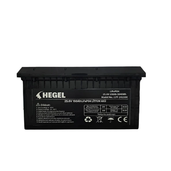 HEGEL LİFEPO4 LİTYUM AKÜ 25.6V 150AH 3840Wh BLUETOOTH'LU ürün görseli 1