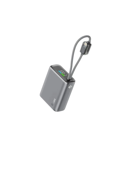 Ttec Recharger Pro Tft 10.000MAH Pd 20W Usb-C ve Lightning Dahili Kablolu Taşınabilir Hızlı Şarj Aleti Powerbank ürün görseli 1
