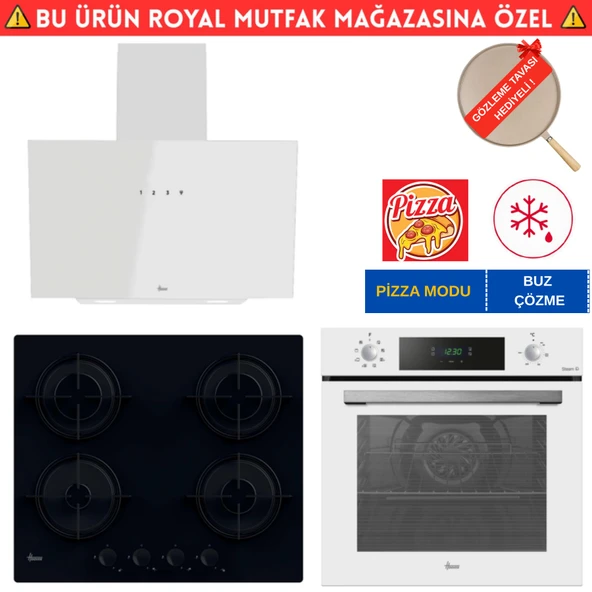 Hoover Genova  Beyaz Ankastre Set (HO3158W+ HVW6MBB Siyah + HDG6C1GWTK) ürün görseli 1