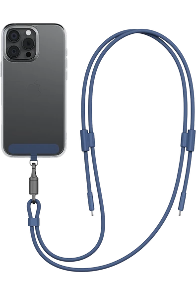 Energea Lasso 240W 1.5M Lanyard Tasarımlı USB-C to USB-C Şarj Kablosu - Mavi ürün görseli 1