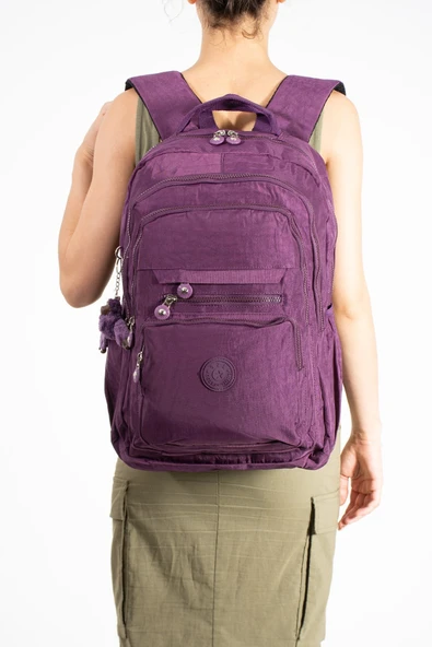 Ultra Hafif Çok Cepli Su Geçirmez Sırt Çantası Unisex Mor (Model: 571-2F) ürün görseli 1
