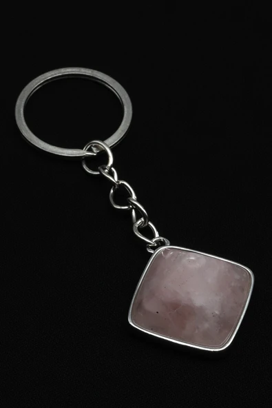 Pembe Kuvars Doğal Taş Anahtarlık - ANH-0170 ürün görseli 1