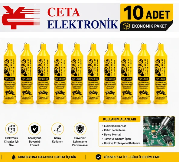 Kurtel Tüp Lehim 60/40 1,2 mm - 60 Kalay 40 Kurşun 1.2 mm Pastalı Tüp lehim 25 Gram - ( 10 ADET ) ürün görseli 1