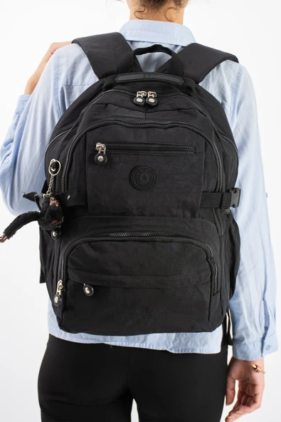 Ultra Hafif Çok Cepli Orta Boy Sırt Çantası Siyah Model: (571-3R) ürün görseli 1