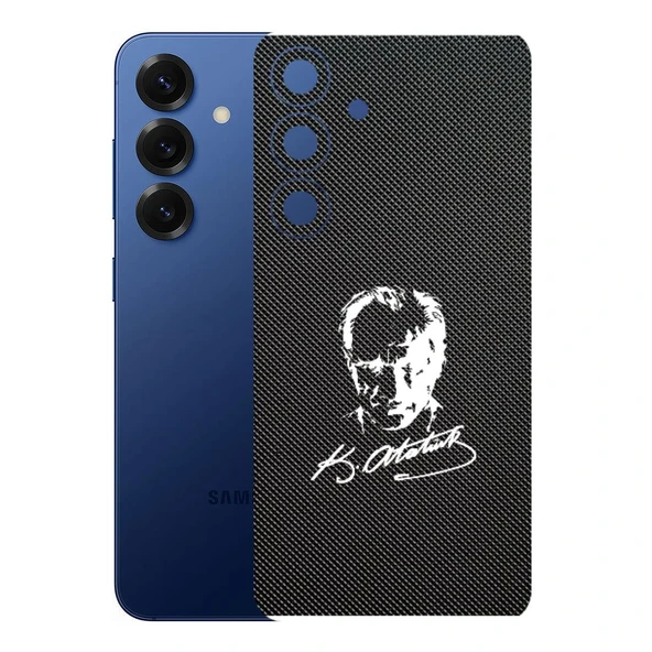 Samsung Galaxy S25 ile Uyumlu Bumper Serisi Premium Arka Kapak Kaplama(Kenarlar Yoktur!)  Atatürk İmzalı Siyah ürün görseli 1