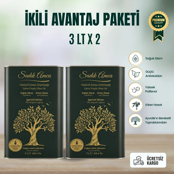 Natürel Sızma Ayvalık Zeytinyağı 3 Litre Avantaj Paketi ürün görseli 1