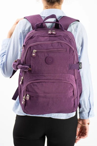 Ultra Hafif Çok Cepli Orta Boy Sırt Çantası Mor Model: (571-3R) ürün görseli 1