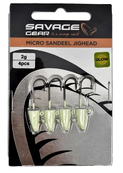 Savage Gear LRF Micro Sandeel Jighead Glow 4 Adet #8  1,5gr ürün görseli 1
