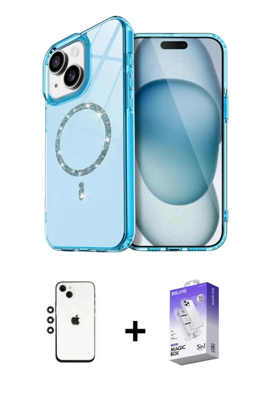 MARSİLYAN™- iPhone 14 Kılıf Kıvılcım Form Prime - Siyah Bilvis 5in1 3D Magic Cam Ekran Koruyucu + Shine Kamera Lens - GS ürün görseli 1