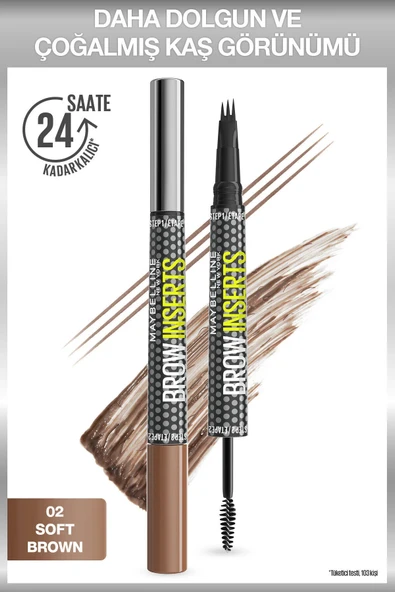 Brow Insert Çift Uçlu Kaş Kalemi – 02 Soft Brown ürün görseli 1