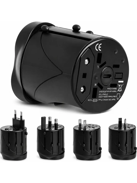Universal Seyahat Adaptörü Dünya Priz Dönüştürücü Eu Us Uk Aus Çoklu Fiş Adaptörü Sigortalı 100-240V 550W ürün görseli 1