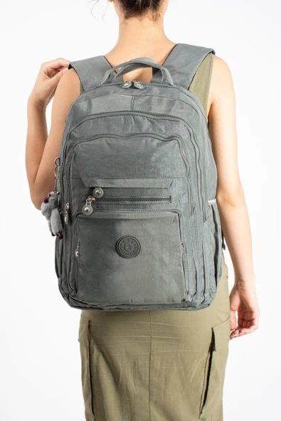 Ultra Hafif Çok Cepli Su Geçirmez Sırt Çantası Unisex Gri (Model: 571-2F) ürün görseli 1