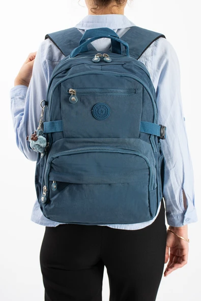 Ultra Hafif Çok Cepli Orta Boy Sırt Çantası Mavi Model: (571-3R) ürün görseli 1