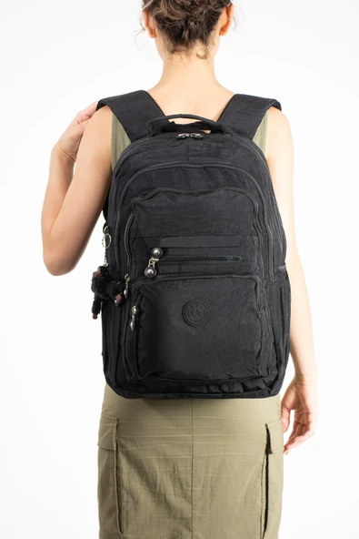 Ultra Hafif Çok Cepli Su Geçirmez Sırt Çantası Unisex Siyah (Model: 571-2F) ürün görseli 1