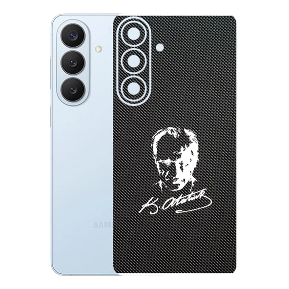 Samsung Galaxy S26 Plus ile Uyumlu Bumper Serisi Premium Arka Kapak Kaplama(Kenarlar Yoktur!)  Atatürk İmzalı Siyah ürün görseli 1