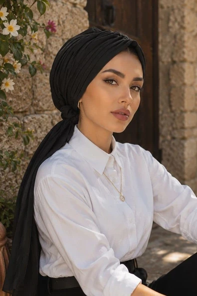 Siyah Piliseli Hazır Başlık & Tokalı Bone ürün görseli 1