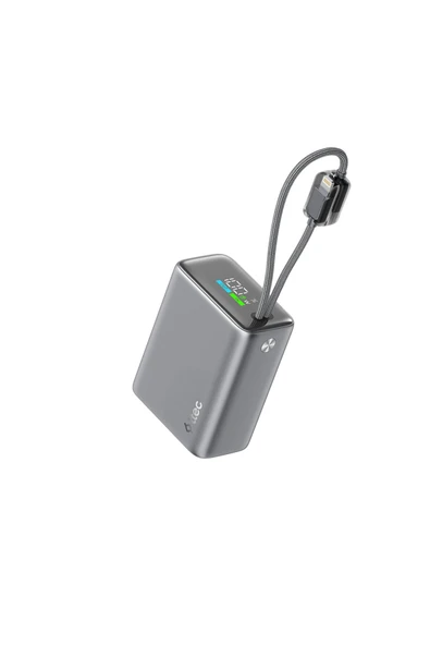 Ttec Recharger Pro Tft 15.000MAH Pd 20W Usb-C ve Lightning Dahili Kablolu Taşınabilir Hızlı Şarj Aleti Powerbank ürün görseli 1