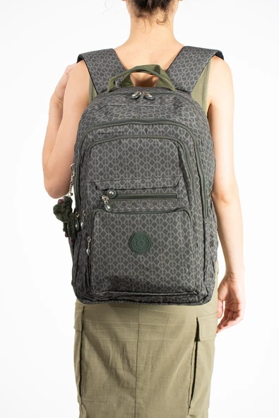 Ultra Hafif Çok Cepli Su Geçirmez Sırt Çantası Unisex Desenli Yeşil (Model: 571-2F) ürün görseli 1