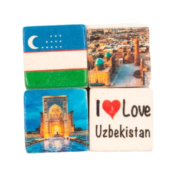 Özbekistan Temalı Dörtlü Taş Magnet ürün görseli 1
