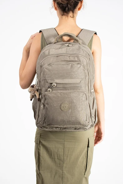 Ultra Hafif Çok Cepli Su Geçirmez Sırt Çantası Unisex Vizon (Model: 571-2F) ürün görseli 1