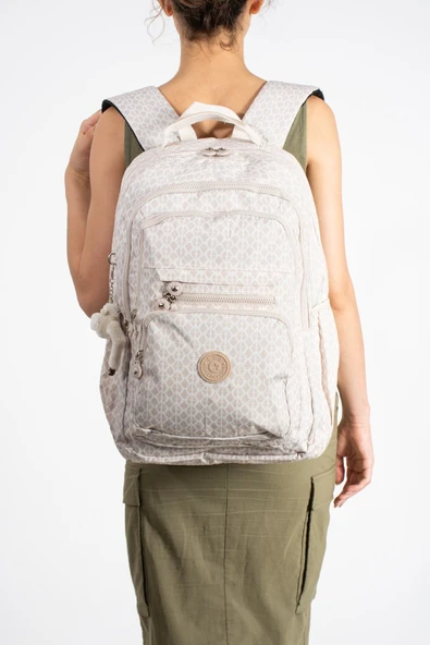 Ultra Hafif Çok Cepli Su Geçirmez Sırt Çantası Unisex Desenli Krem (Model: 571-2F) ürün görseli 1