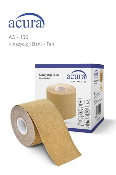 Acura AC-150 Yüz & Vücut Uyumlu Hipoalerjenik Kinesio Tape Ağrı Bandı 5M x 5CM Ten rengi ürün görseli 1