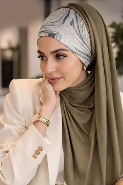 Haki Bej Bandana Hazır Şal ürün görseli 1