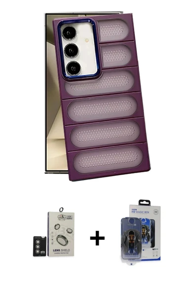 MARSİLYAN™- Galaxy S24 Kılıf Yadigar Doku Özel Seri - Siyah Vanessa Magic Cam + Bilvis Titan Kamera Lens - DNMR ürün görseli 1