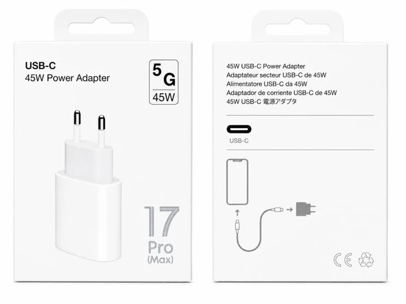 USB-C 45W POWER ADAPTER 5G IPHONE 17 PRO MAX HIZLI ŞARJ ürün görseli 1