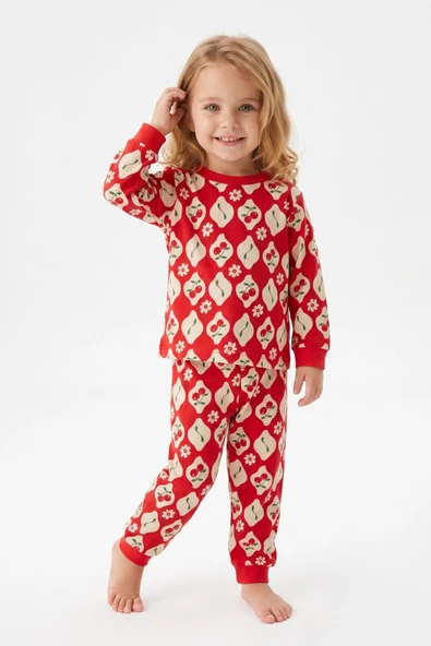 %100 Pamuk ve Baskılı Kız Çocuk Pijama Takımı 9-36 Ay 12741IS ürün görseli 1