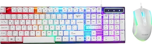 Everest Klavye Mouse Set Oyuncu Gökkuşağı Aydınlatmalı KM-198 Luminax Beyaz ürün görseli 1