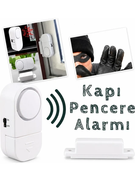 Kapı ve Pencere Manyetik Alarm 90DB Yüksek Sesli Güvenlik Uyarı Cihazı Pilli Kolay Montajlı Hırsız Alarm Sensörü  Ev Ofis Balkon ürün görseli 1