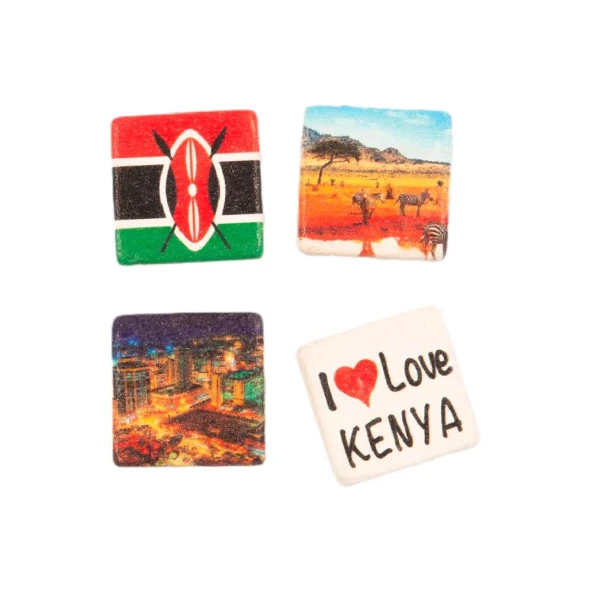 Kenya Temalı Dörtlü Taş Magnet - Resim 2