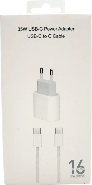 35W USB-C ADAPTÖR TYPE-C TO TYPE-C KABLO IPHONE 16 PRO MAX ŞARJ SETİ ürün görseli 1