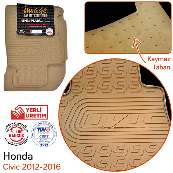 İmage Honda Civic 2012-2016 Bej Kauçuk Paspas ürün görseli 1