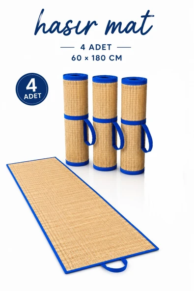 4 adet Hasır Mat - Kamp, plaj ve piknik Matı 60x180 cm ürün görseli 1