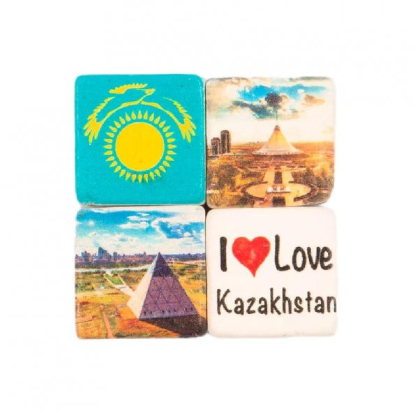 Kazakistan Temalı Dörtlü Taş Magnet ürün görseli 1