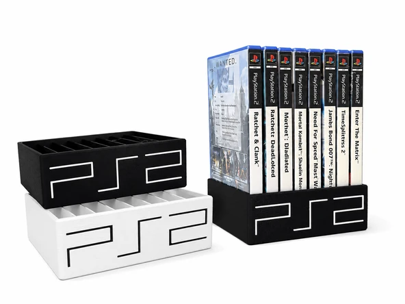 ?? PS2 Oyun Kutusu Düzenleyici Stand | PS2 CD Kutusu Organizer | Oyun Arşiv Standı | Masaüstü ürün görseli 1
