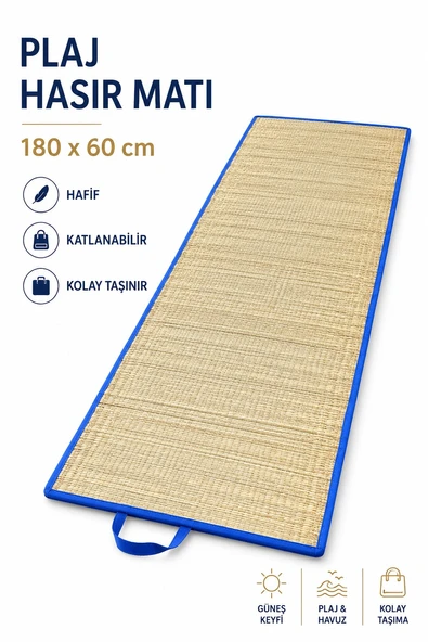 Hasır Mat, Plaj - Kamp Matı %100 Hasır, 60x180 cm ürün görseli 1