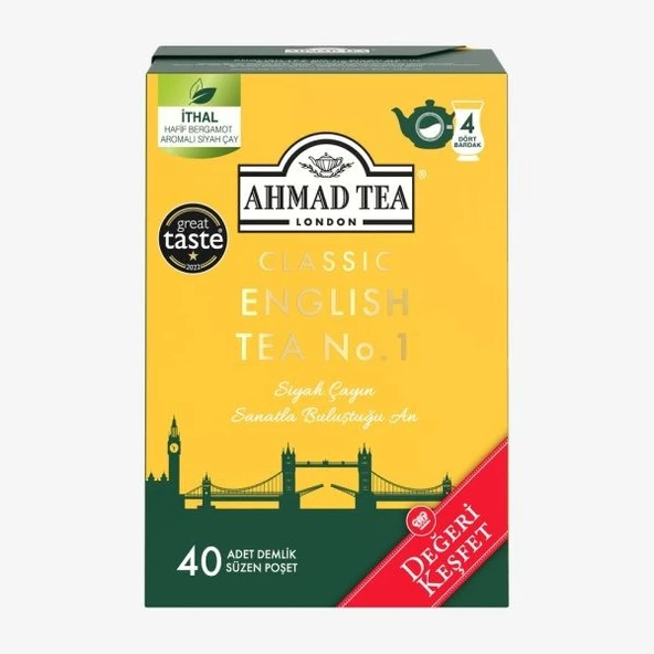 AHMAD TEA 40'lı Klasik English Tea No.1 Demlik Poşet Çay 80 G ürün görseli 1