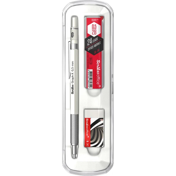 Scrikss Graph-X 3'lü Set Mekanik Kurşun Kalem 0.5 mm Beyaz ürün görseli 1