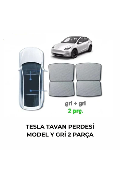 TESLA TAVAN PERDESI MODEL Y GRİ GRİ 2 PARÇA TSL03 ürün görseli 1