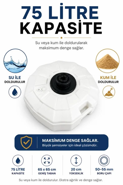 75 litre Beyaz Şemsiye Bidonu - Resim 3