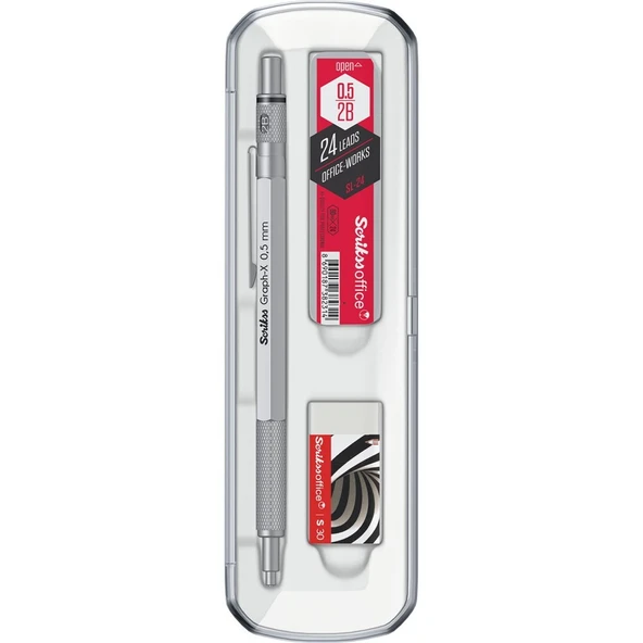 Scrikss Graph-X 3'lü Set Mekanik Kurşun Kalem 0.5 mm Saten Gri ürün görseli 1