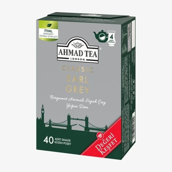 AHMAD TEA 40'lı Klasik Earl Grey Demlik Poşet Çay 80 g ürün görseli 1