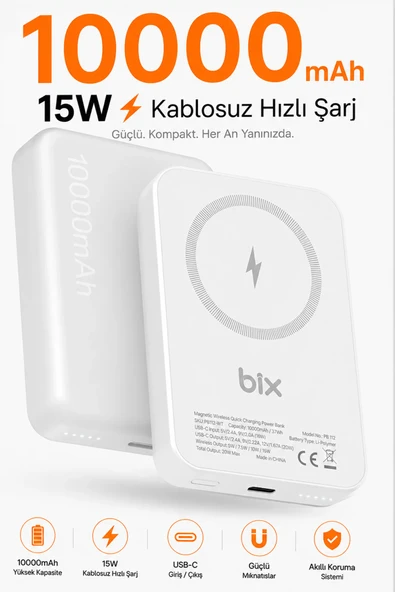 iPhone ile Uyumlu Magsafe Powerbank Kablosuz 15W Hızlı Şarj 20W USB-C Hızlı Şarj Qi ürün görseli 1