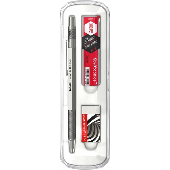 Scrikss Graph-X 3'lü Set Mekanik Kurşun Kalem 0.5 mm Kurşun Gri ürün görseli 1