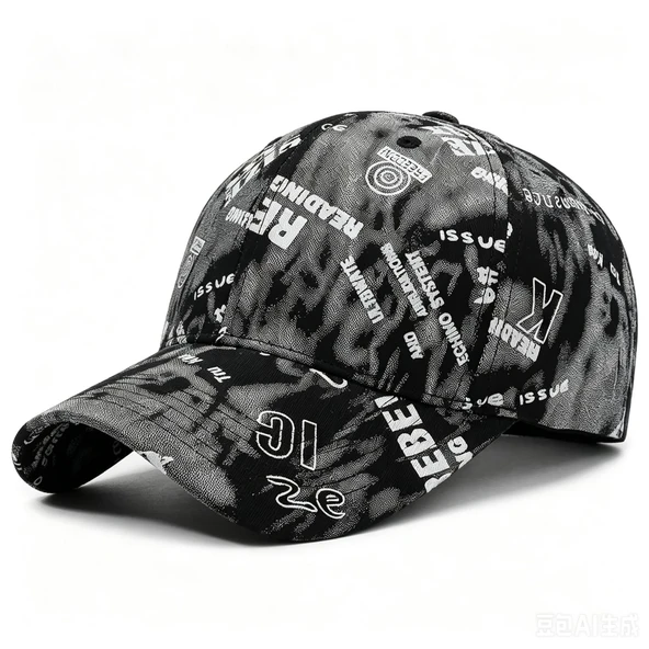 Valkyrie Unisex Siyah Grafiti Desenli Şapka Ayarlanabilir Baseball Cap Hip Hop Streetwear Spor Kep ürün görseli 1