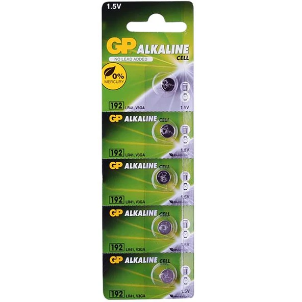 GP 192 1.5 Volt LR41 Alkalin Düğme Pil 5'li ürün görseli 1