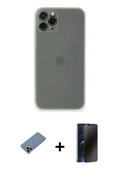 MARSİLYAN™- iPhone 11 Pro Max Kılıf Yadigar Yansıma Serisi - Siyah 3D Antistatik Hayalet Cam Ekran Koruyucu + Shine Kame ürün görseli 1
